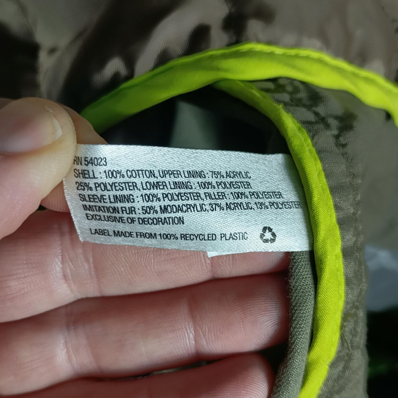 Gap Jacket Womens XL Green Hooded Parka Faux Fur Lined Winter Warm Coat - Picture 14 of 14